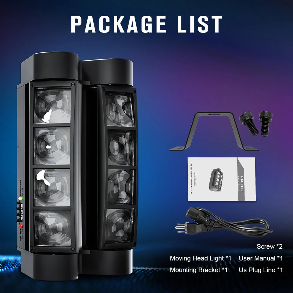 Betopper LM30A 8x3W Mini Spider Moving Head Stage Light - Image 10