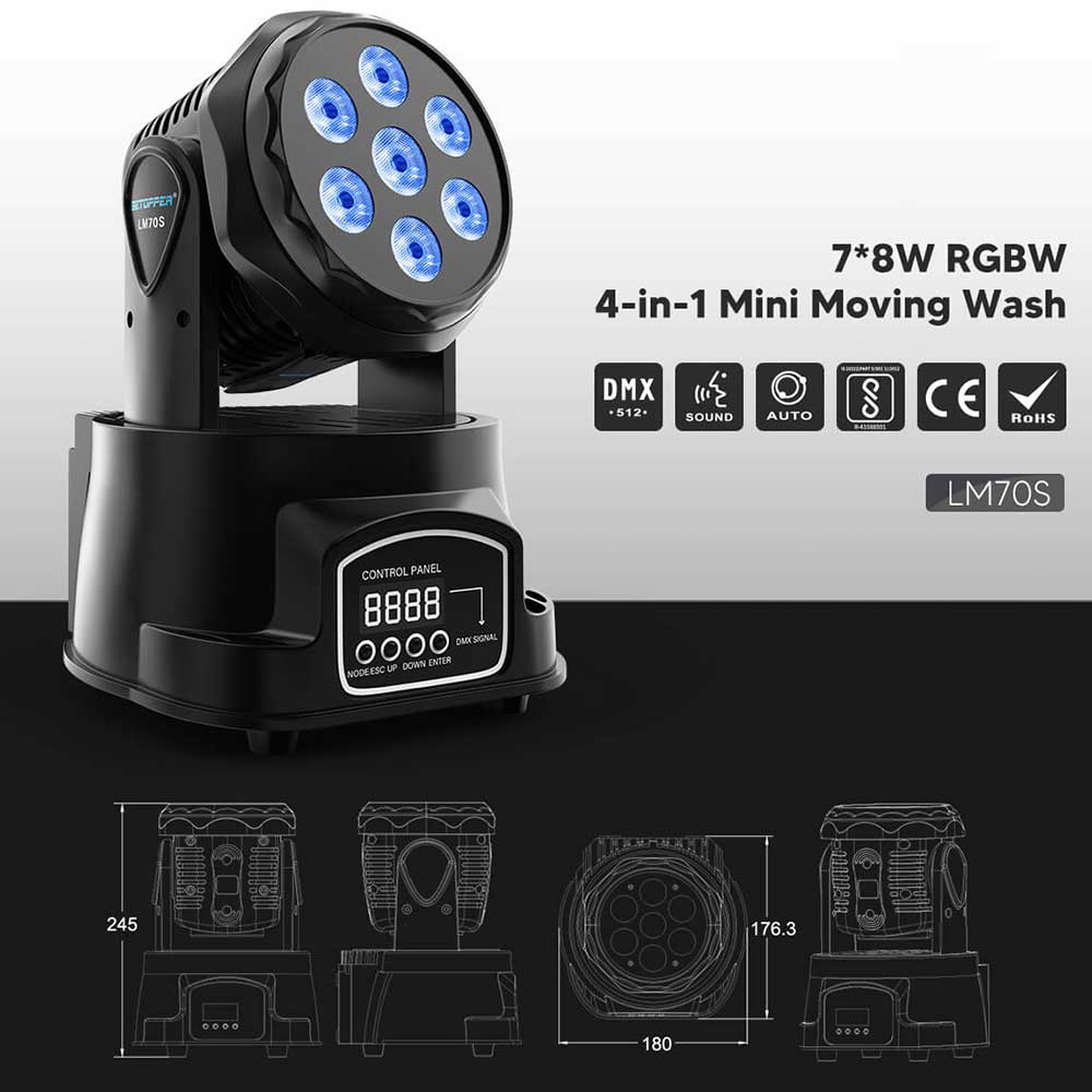 Betopper LM70S 7x8w Mini Moving Head Stage Light - Image 6